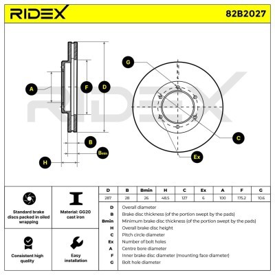 Tarcza hamulcowa RIDEX 82B2027 82B2027 - foto 6