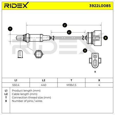 Sonda Lambda RIDEX 3922L0085 3922L0085 - foto 6