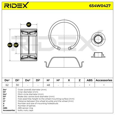 Łożysko Koła RIDEX 654W0427 654W0427 - foto 2