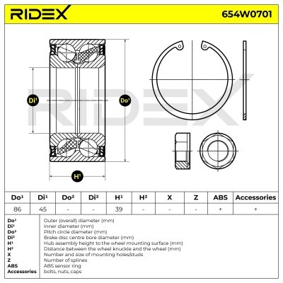 Łożysko Koła RIDEX 654W0701 654W0701 - foto 7