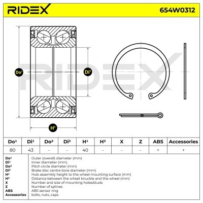 Łożysko Koła RIDEX 654W0312 654W0312 - foto 2