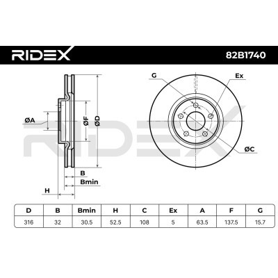Tarcza hamulcowa RIDEX 82B1740 82B1740 - foto 7