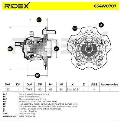Łożysko Koła RIDEX 654W0707 654W0707 - foto 7