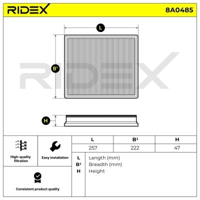 Filtr Powietrza RIDEX 8A0485 8A0485 - foto 6