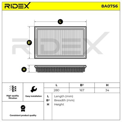 Filtr Powietrza RIDEX 8A0756 8A0756 - foto 6