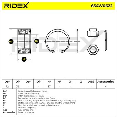 Łożysko Koła RIDEX 654W0622 654W0622 - foto 5