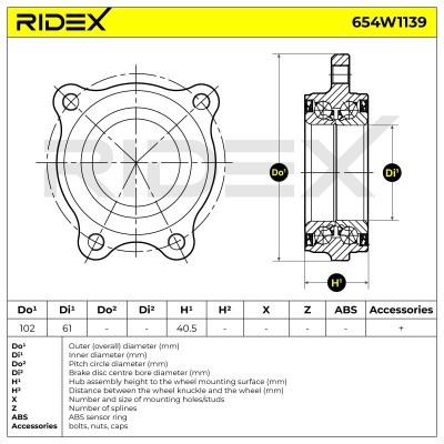 Łożysko Koła RIDEX 654W1139 654W1139 - foto 6