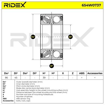 Łożysko Koła RIDEX 654W0737 654W0737 - foto 6