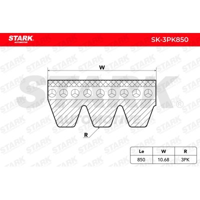 Pasek Klinowy Wielorowkowy Stark SK-3PK850 SK-3PK850 - foto 5