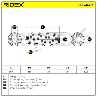 Sprężyna Zawieszenia RIDEX 188C0316 188C0316 - foto 5