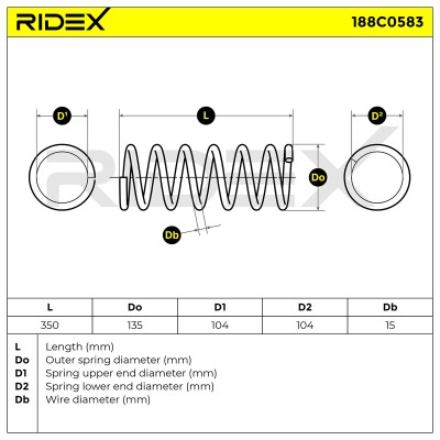 Sprężyna Zawieszenia RIDEX 188C0583 188C0583 - foto 5