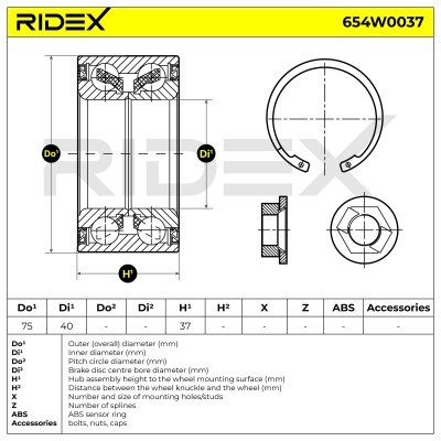 Łożysko Koła RIDEX 654W0037 654W0037 - foto 2