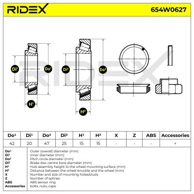 Łożysko Koła RIDEX 654W0627 654W0627 - foto 5