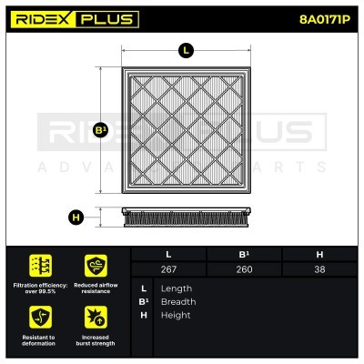Filtr Powietrza RIDEX 8A0171P 8A0171P - foto 3