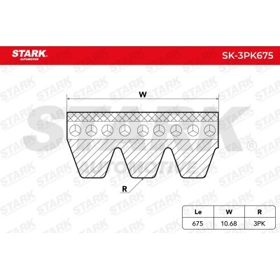 Pasek Klinowy Wielorowkowy Stark SK-3PK675 SK-3PK675 - foto 4