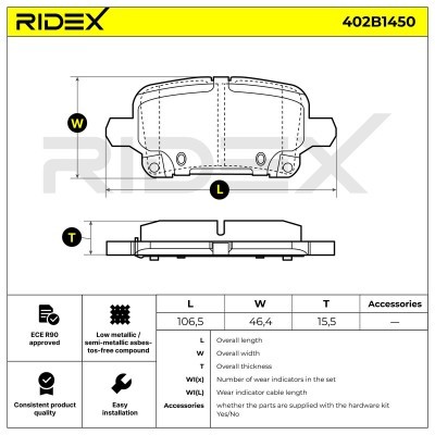 Klocki hamulcowe RIDEX 402B1450 402B1450 - foto 6