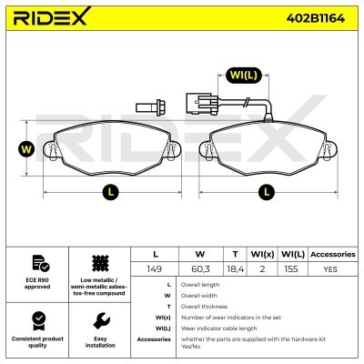 Klocki hamulcowe RIDEX 402B1164 402B1164 - foto 6