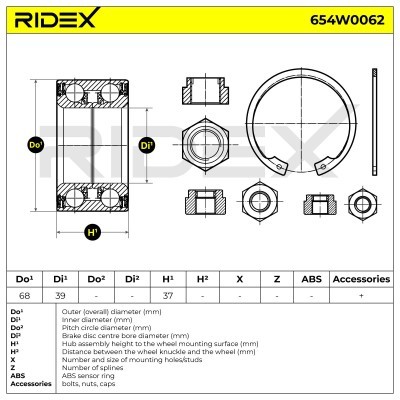 Łożysko Koła RIDEX 654W0062 654W0062 - foto 5