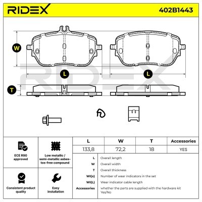 Klocki hamulcowe RIDEX 402B1443 402B1443 - foto 5