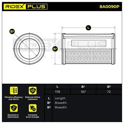 Filtr Powietrza RIDEX 8A0090P 8A0090P - foto 3