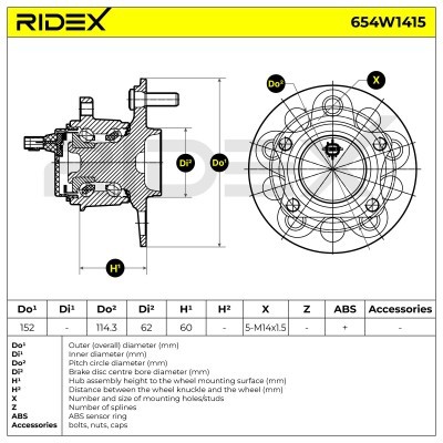 Łożysko Koła RIDEX 654W1415 654W1415 - foto 7