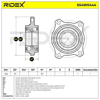 Łożysko Koła RIDEX 654W0444 654W0444 - foto 5