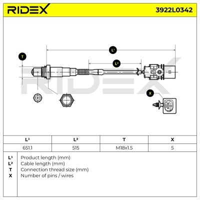 Sonda Lambda RIDEX 3922L0342 3922L0342 - foto 5