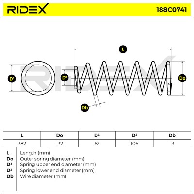 Sprężyna Zawieszenia RIDEX 188C0741 188C0741 - foto 5