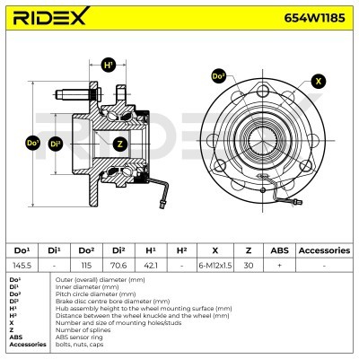 Łożysko Koła RIDEX 654W1185 654W1185 - foto 6
