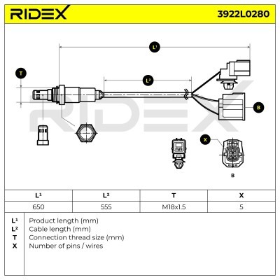 Sonda Lambda RIDEX 3922L0280 3922L0280 - foto 6