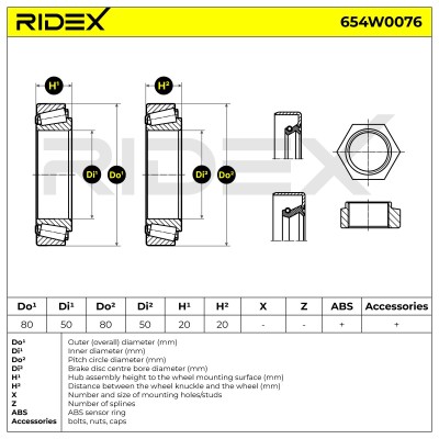 Łożysko Koła RIDEX 654W0076 654W0076 - foto 3