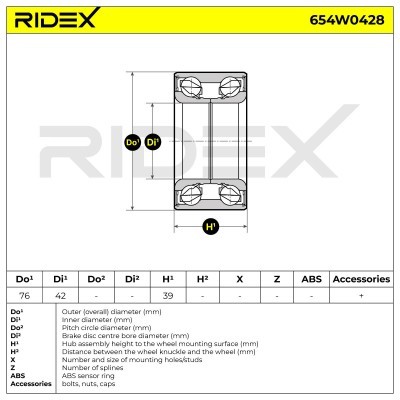 Łożysko Koła RIDEX 654W0428 654W0428 - foto 3
