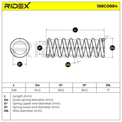 Sprężyna Zawieszenia RIDEX 188C0884 188C0884 - foto 5