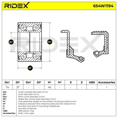 Łożysko Koła RIDEX 654W1194 654W1194 - foto 5