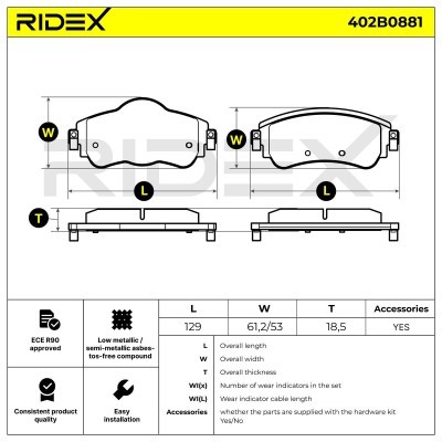 Klocki hamulcowe RIDEX 402B0881 402B0881 - foto 8