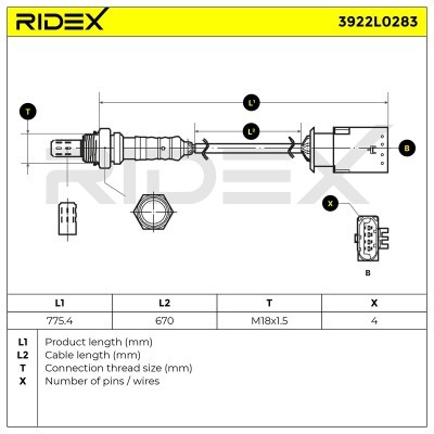 Sonda Lambda RIDEX 3922L0283 3922L0283 - foto 6