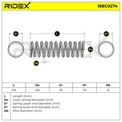 Sprężyna Zawieszenia RIDEX 188C0274 188C0274 - foto 5