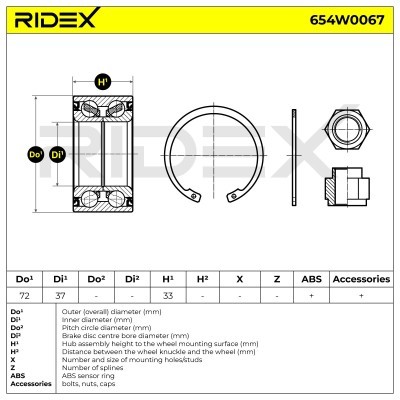 Łożysko Koła RIDEX 654W0067 654W0067 - foto 5