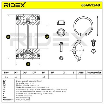 Łożysko Koła RIDEX 654W1248 654W1248 - foto 6