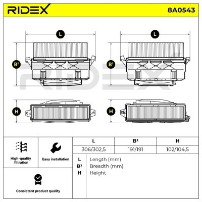 Filtr Powietrza RIDEX 8A0543 8A0543 - foto 5