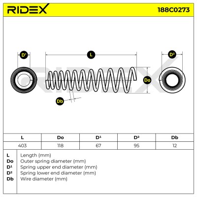 Sprężyna Zawieszenia RIDEX 188C0273 188C0273 - foto 5