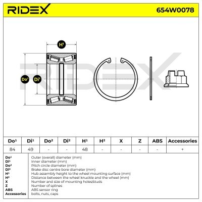 Łożysko Koła RIDEX 654W0078 654W0078 - foto 3