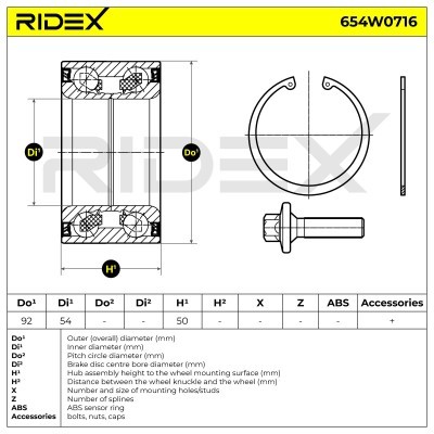 Łożysko Koła RIDEX 654W0716 654W0716 - foto 3