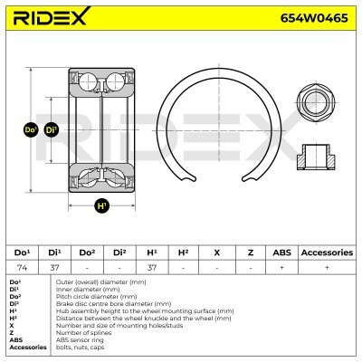 Łożysko Koła RIDEX 654W0465 654W0465 - foto 2