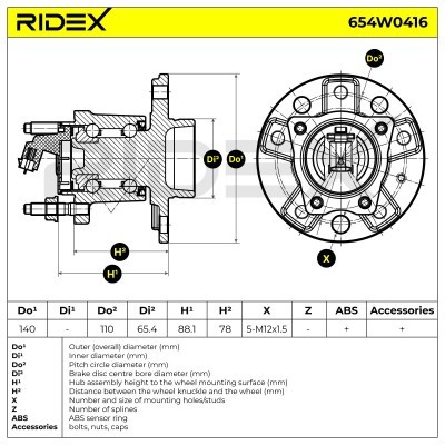 Łożysko Koła RIDEX 654W0416 654W0416 - foto 2