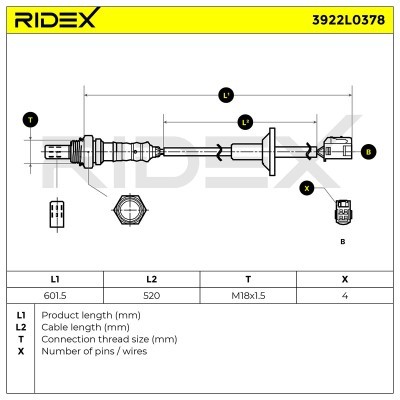 Sonda Lambda RIDEX 3922L0378 3922L0378 - foto 6