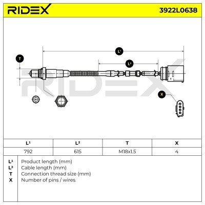Sonda Lambda RIDEX 3922L0638 3922L0638 - foto 6