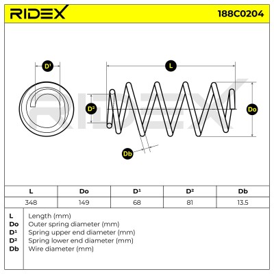 Sprężyna Zawieszenia RIDEX 188C0204 188C0204 - foto 5