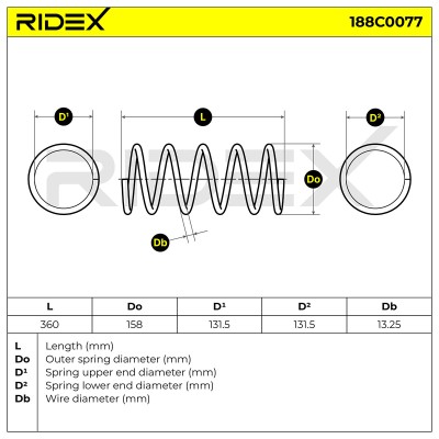 Sprężyna Zawieszenia RIDEX 188C0077 188C0077 - foto 5