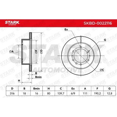 Tarcza hamulcowa Stark SKBD-0022116 SKBD-0022116 - foto 5